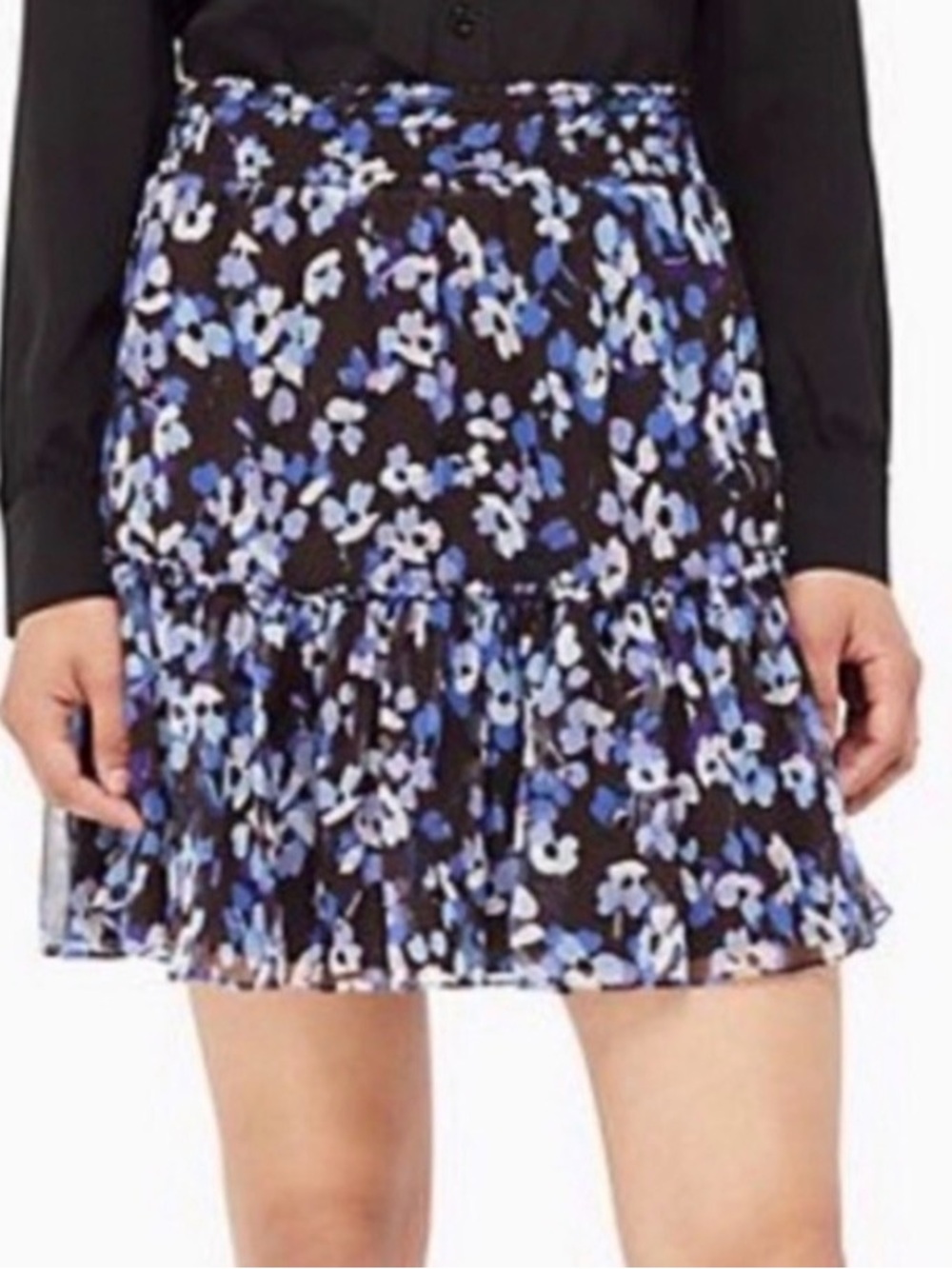 Kate Spade Purple Floral Hydrangea Floral Chiffon Pull-On Smocked Mini Skirt XS